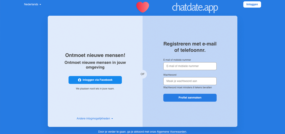 Chatdate App Screenshot website