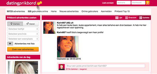 Datingprikbord.nl Voorbeeld website