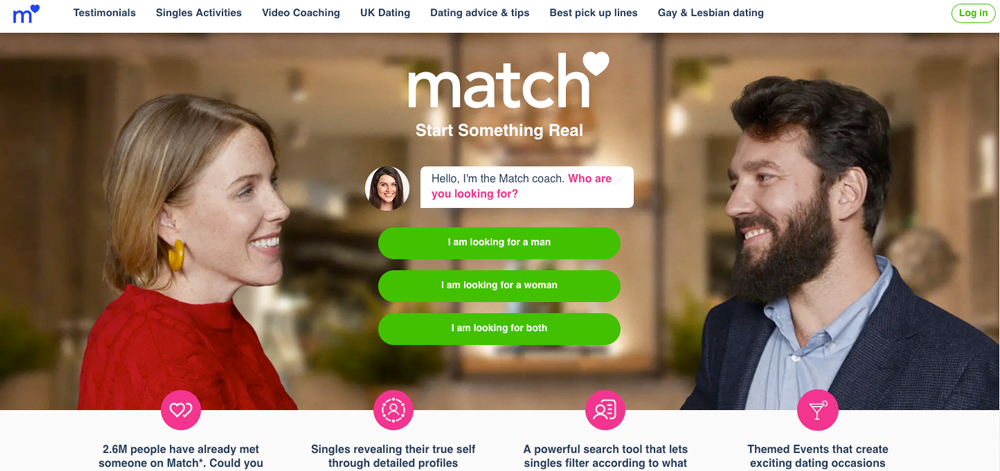 Match.com voorbeeld website