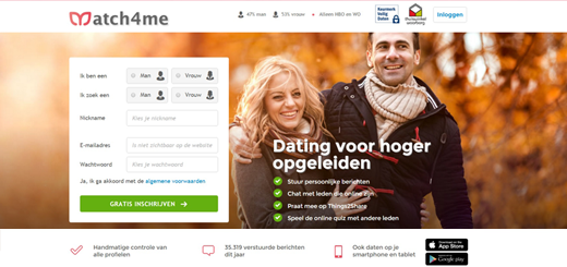 Match4me.nl Voorbeeld website